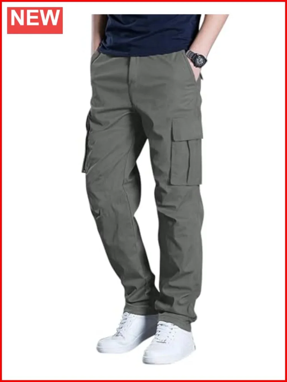 Men's Cargo Stretch Sweatpants Joggers with 6 Pockets Drawstring Waist